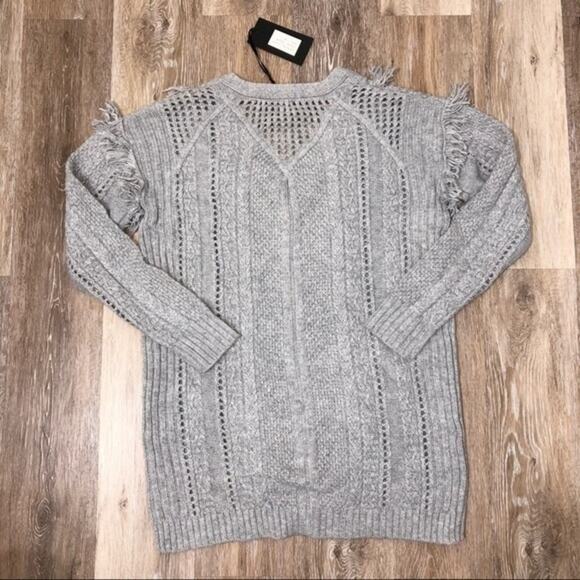 7 Seasons Fringe Detail Cardigan Silver Gray Medium NWT - Picture 5 of 8